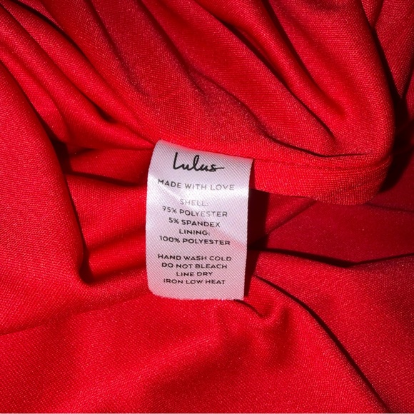 Lulus Red Off-Shoulder Dress with Ruffle Slit - Picture 5 of 5
